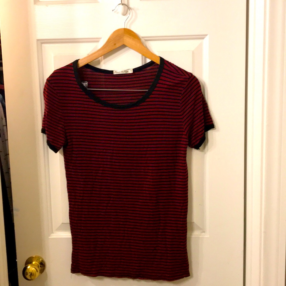 Red and black striped ringer shirt sz medium!
